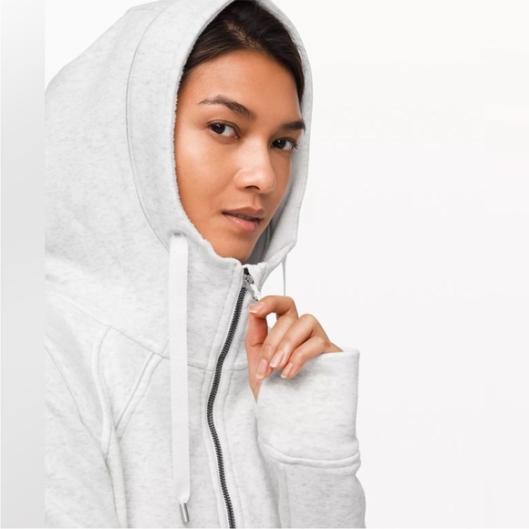 NWT LuLuLemon Scuba Hoodie Full Zip Plush in Heathered White Size 6 - Picture 2 of 9
